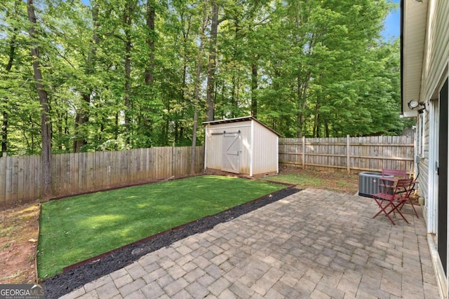 171 Nacoochee Way, Canton, GA 30114 - view of patio with an outbuilding, a storage unit, and central air condition unit