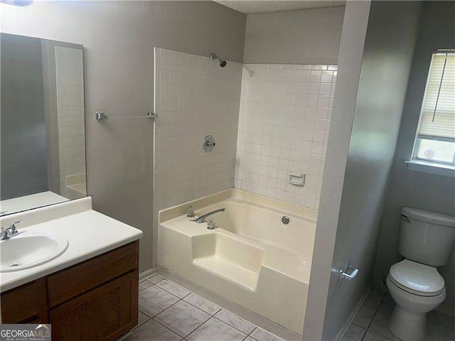 5340 Forest Pl, Stone Mountain, GA 30088 - full bath featuring tile patterned floors, vanity, and bathing tub / shower combination