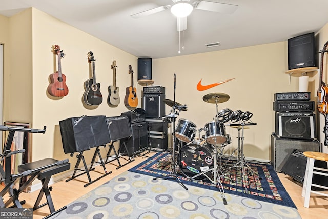 3845 New Salem Ct, Cumming, GA 30040 - recreation room featuring wood finished floors and a ceiling fan