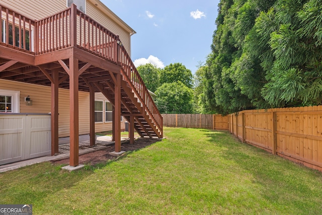 3845 New Salem Ct, Cumming, GA 30040 - fenced backyard featuring a deck and stairway