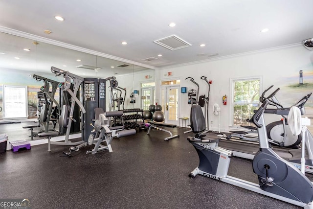 5301 Walden Park Dr Unit 5301, Savannah, GA 31410 - gym with crown molding and recessed lighting