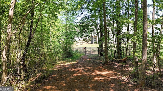 view of street with a gate, a gated entry, and driveway