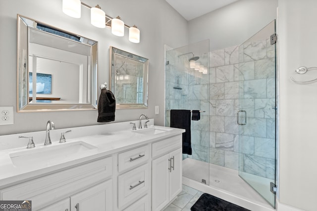 4143 N Swann St, Covington, GA 30014 - full bath featuring double vanity, a sink, and a stall shower