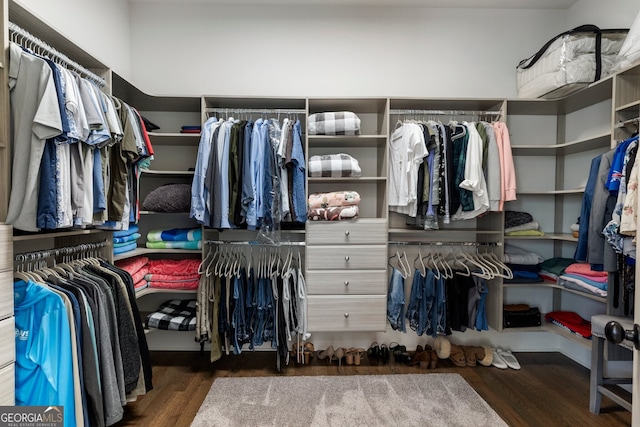 spacious closet with wood finished floors