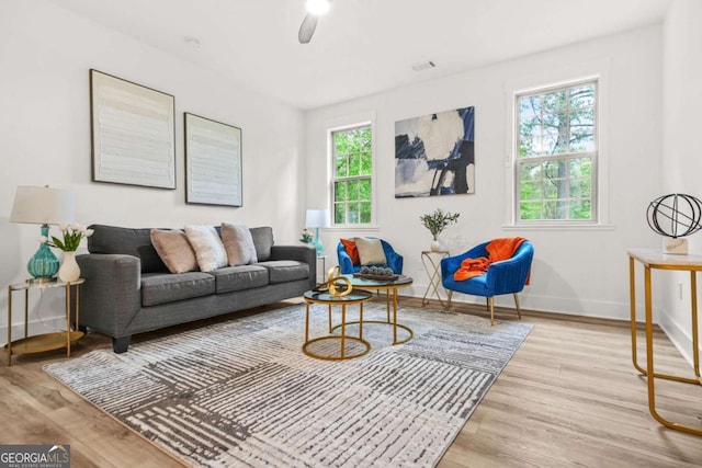 921 Cone Rd, Forest Park, GA 30297 - living room with wood finished floors and a ceiling fan