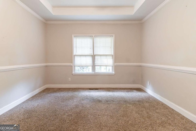 6416 Vicksburg Ct NW, Acworth, GA 30101 - unfurnished room with a raised ceiling, carpet, baseboards, and crown molding