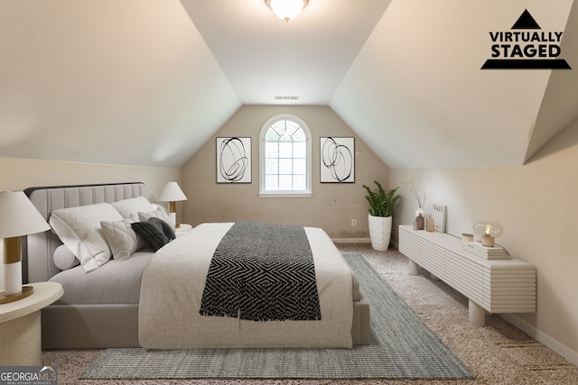 6416 Vicksburg Ct NW, Acworth, GA 30101 - bedroom featuring carpet flooring, vaulted ceiling, and baseboards