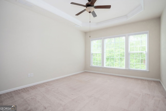 6732 Chimney Ridge Ct, Hoschton, GA 30548 - carpeted spare room with a raised ceiling, ceiling fan, and ornamental molding