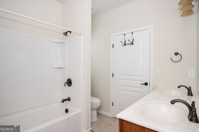 6732 Chimney Ridge Ct, Hoschton, GA 30548 - full bath with  shower combination, double vanity, and tile patterned floors