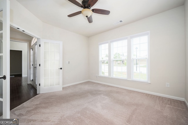 6732 Chimney Ridge Ct, Hoschton, GA 30548 - unfurnished room featuring french doors, carpet, and a ceiling fan