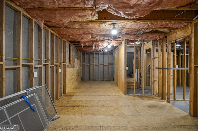 view of unfinished basement