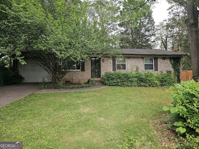 1517 Colony E Cir, Stone Mountain, GA 30083 - ranch-style house with brick siding, a garage, driveway, and a front yard