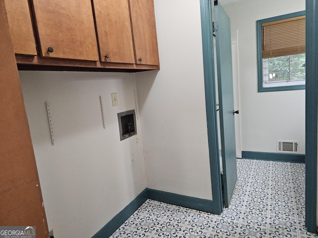 1517 Colony E Cir, Stone Mountain, GA 30083 - washroom with visible vents, baseboards, cabinet space, and washer hookup