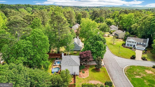 aerial view with a forest view
