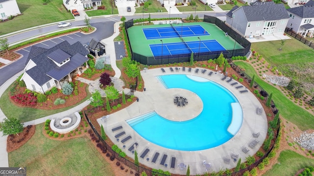 bird's eye view with a residential view