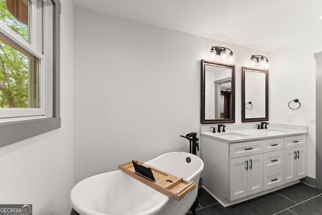 364 Cherokee Trce, Dahlonega, GA 30533 - bathroom featuring tile patterned flooring, a sink, double vanity, and a soaking tub