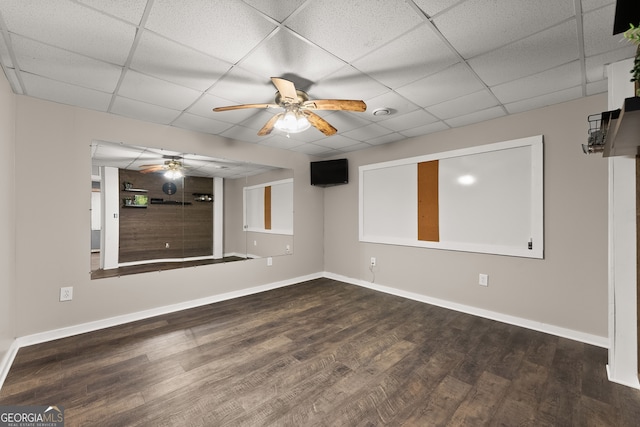 364 Cherokee Trce, Dahlonega, GA 30533 - empty room with a ceiling fan, baseboards, a drop ceiling, and wood finished floors