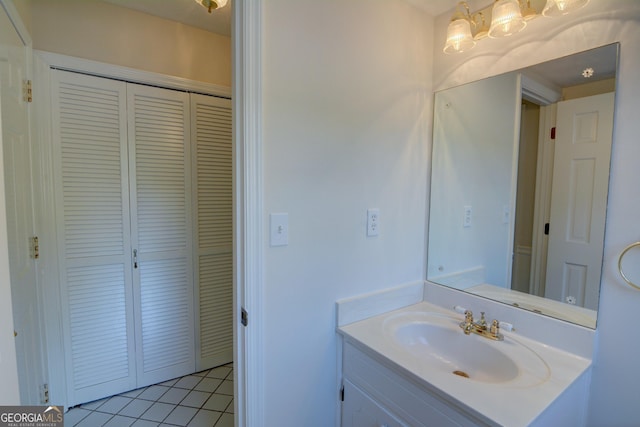 bathroom with vanity and tile patterned floors