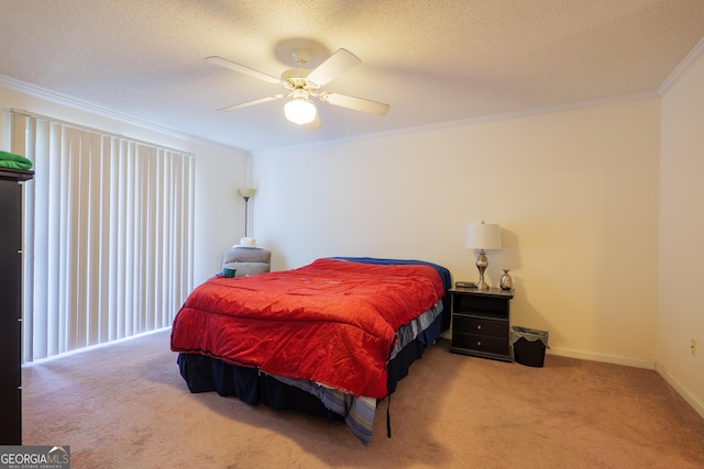 1921 Gornto Rd Unit 10, Valdosta, GA 31602 - carpeted bedroom with crown molding, a ceiling fan, and a textured ceiling
