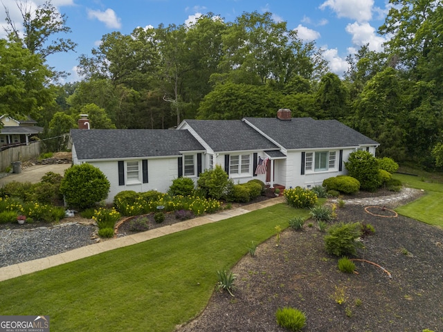 603 Piney Woods Dr, Lagrange, GA 30240 - single story home featuring a chimney, a shingled roof, and a front lawn