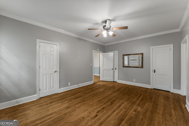 603 Piney Woods Dr, Lagrange, GA 30240 - unfurnished bedroom featuring crown molding, baseboards, ceiling fan, and wood finished floors