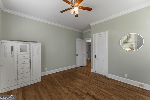 603 Piney Woods Dr, Lagrange, GA 30240 - unfurnished bedroom featuring crown molding, baseboards, a ceiling fan, and wood finished floors