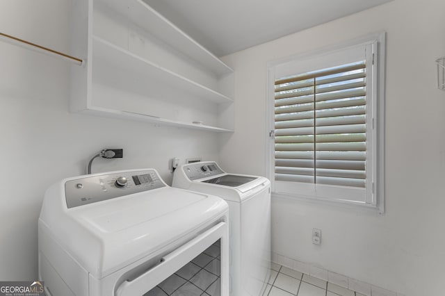 603 Piney Woods Dr, Lagrange, GA 30240 - laundry room featuring independent washer and dryer, laundry area, and light tile patterned floors