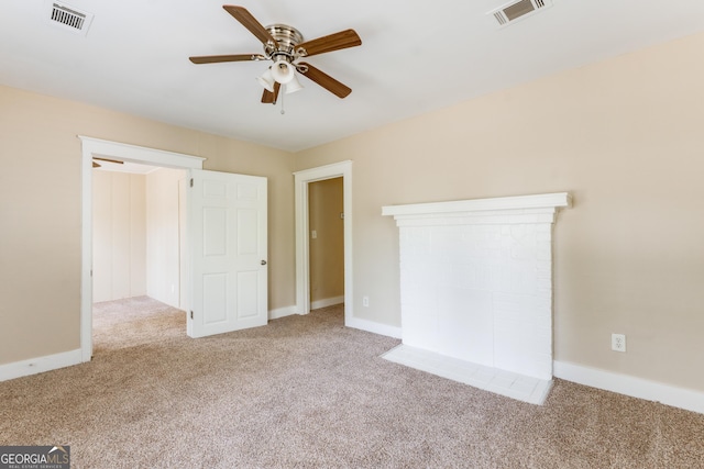 2497 Lakewood Ave SW, Atlanta, GA 30315 - unfurnished living room featuring carpet floors, ceiling fan, and visible vents