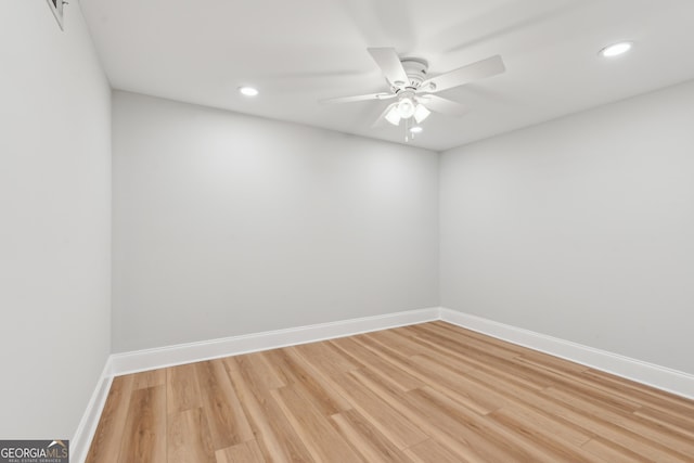 110 Keswick Way, Alpharetta, GA 30022 - spare room featuring light wood-style floors, baseboards, ceiling fan, and recessed lighting