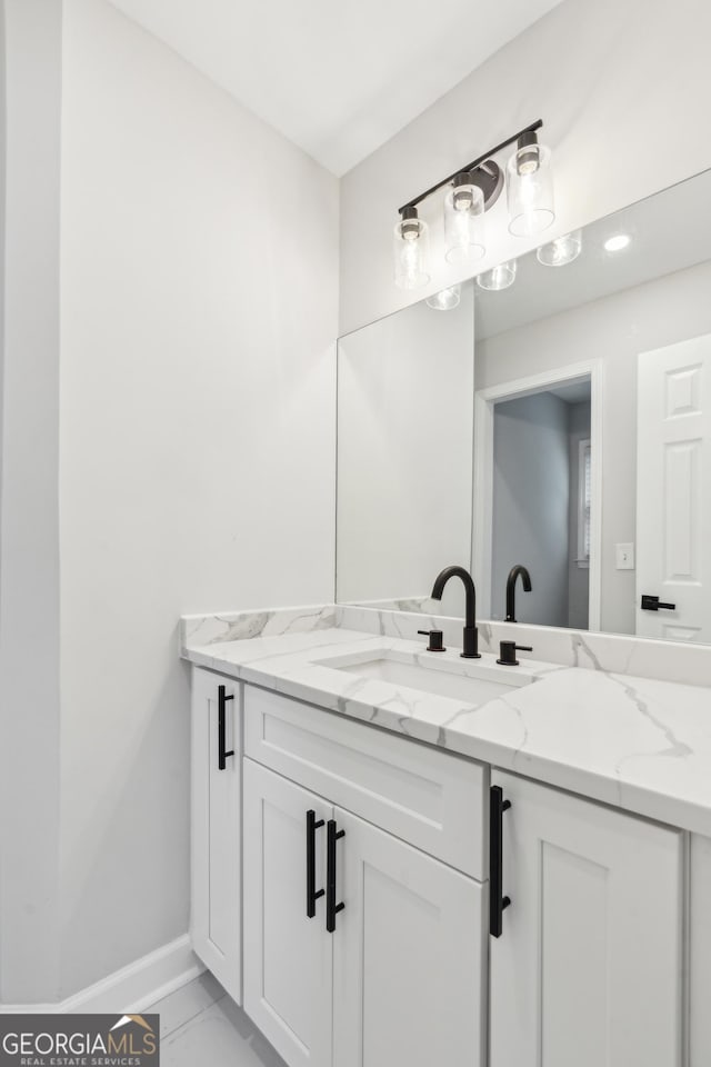 110 Keswick Way, Alpharetta, GA 30022 - bathroom featuring baseboards, marble finish floor, and vanity