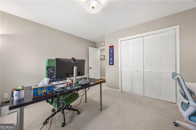 view of carpeted office space