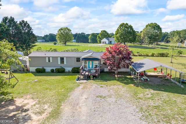 1100 Burger Rd, Watkinsville, GA 30677 - view of front of house featuring a wooden deck, driveway, and a front yard