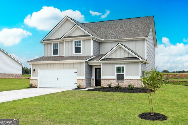 264 Oliver Dr, Locust Grove, GA 30248 - craftsman-style home featuring a garage, a shingled roof, concrete driveway, and a front lawn
