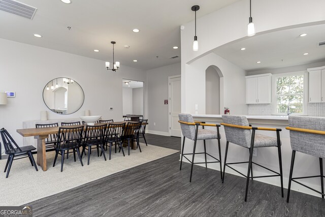 264 Oliver Dr, Locust Grove, GA 30248 - dining room featuring recessed lighting, visible vents, and dark wood finished floors