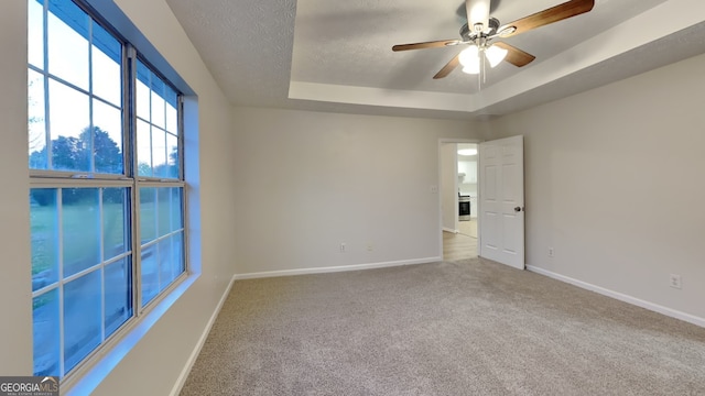 943 Colvin Dr, Locust Grove, GA 30248 - spare room with baseboards, carpet flooring, ceiling fan, and a tray ceiling