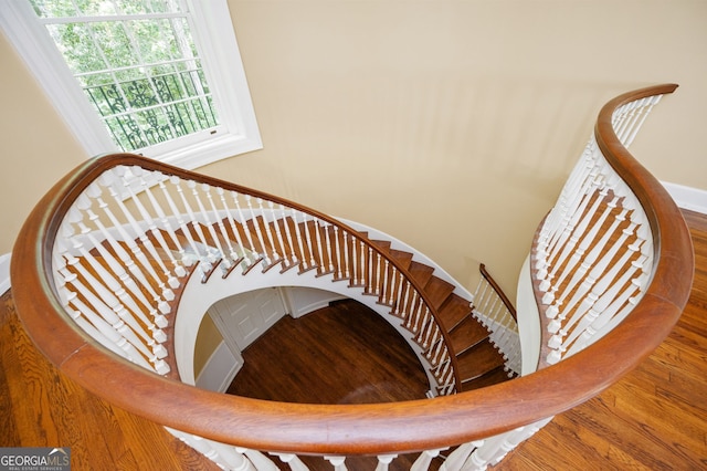1464 Twin Pines Dr, Macon, GA 31211 - staircase with baseboards and wood finished floors