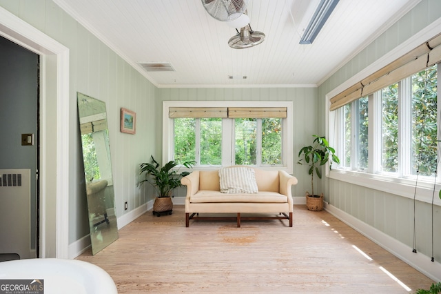 1464 Twin Pines Dr, Macon, GA 31211 - sunroom / solarium featuring crown molding, visible vents, wooden ceiling, and wood finished floors