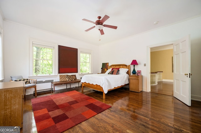 1464 Twin Pines Dr, Macon, GA 31211 - bedroom with radiator, ornamental molding, and wood finished floors