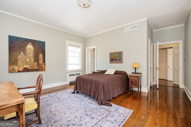 1464 Twin Pines Dr, Macon, GA 31211 - bedroom featuring radiator heating unit, crown molding, and visible vents