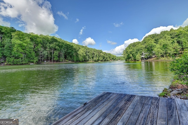 676 N Shore Dr, Cleveland, GA 30528 - dock area featuring a water view and a wooded view