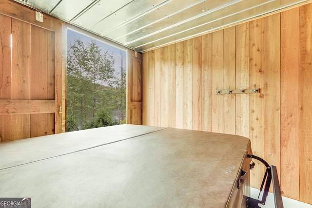 interior space with wooden walls