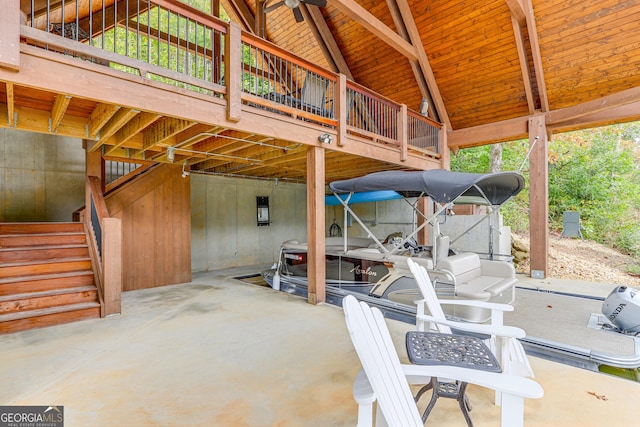 view of patio / terrace featuring stairway