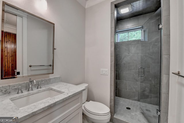 676 N Shore Dr, Cleveland, GA 30528 - full bathroom featuring a shower stall, toilet, and vanity