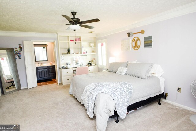 1737 Green Acres Dr, Vidalia, GA 30474 - bedroom featuring ornamental molding, light carpet, and a textured ceiling