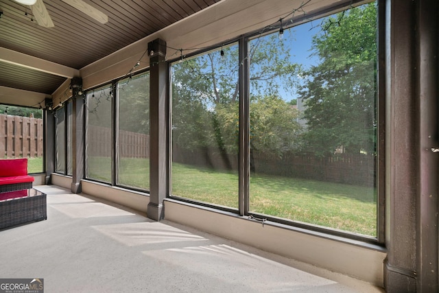 1314 Bentley Estates Dr, Dacula, GA 30019 - unfurnished sunroom with a ceiling fan