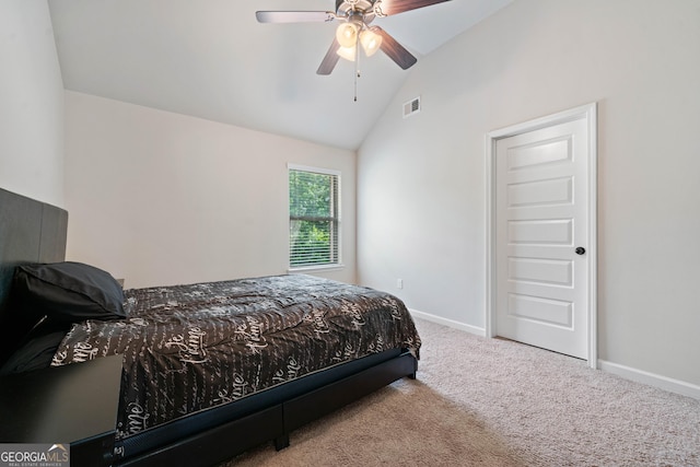 1314 Bentley Estates Dr, Dacula, GA 30019 - carpeted bedroom with baseboards, a ceiling fan, and high vaulted ceiling