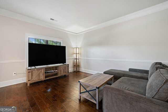 1314 Bentley Estates Dr, Dacula, GA 30019 - living room featuring hardwood / wood-style flooring, ornamental molding, and baseboards