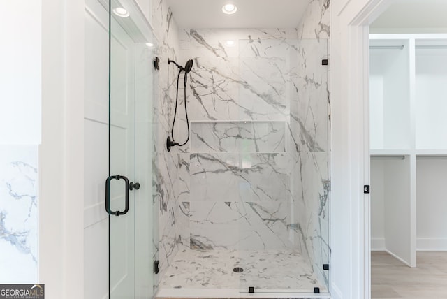 4731 H D Atha Rd, Covington, GA 30014 - full bath with a marble finish shower and recessed lighting