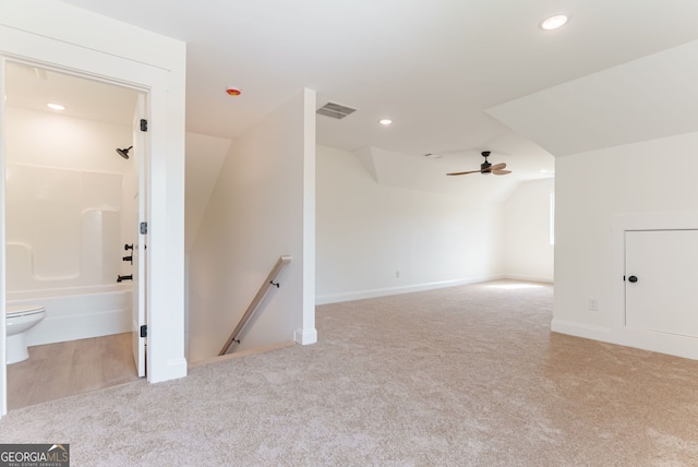 4731 H D Atha Rd, Covington, GA 30014 - additional living space featuring carpet flooring, lofted ceiling, a ceiling fan, and recessed lighting