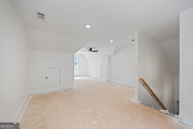 4731 H D Atha Rd, Covington, GA 30014 - additional living space featuring lofted ceiling, recessed lighting, and a ceiling fan
